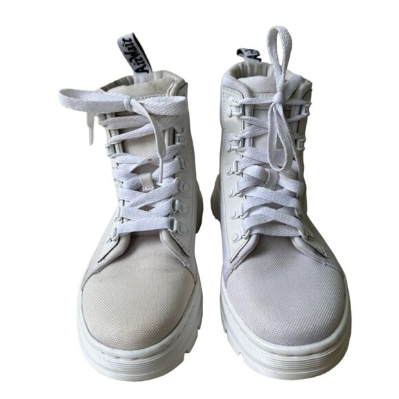 Dr. Martens Combs Women's White Canvas and Leather Lace up Combat Boots Size 7 - Picture 2 of 9
